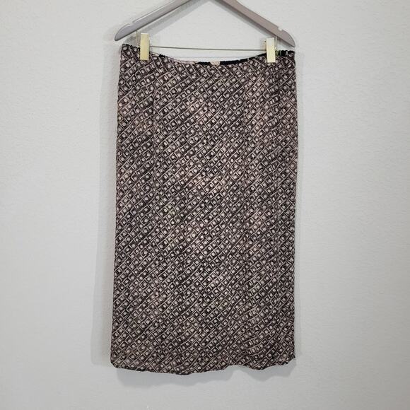 Reversible Skirt Womens Size L Midi Length Floral Geometric Pull On Elastic - Picture 3 of 16